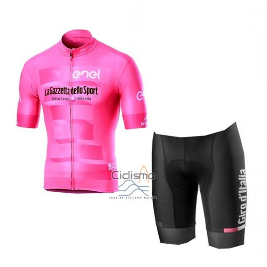 Giro d'Italia Ropa Ciclismo Culotte Corto 2019 Hombre Mangas Cortas Rosa